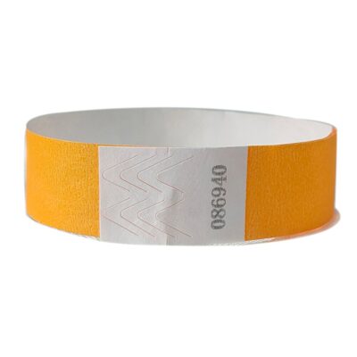 Neon Orange Color 3/4 inch Tyvek Wristbands with Number, Beautiful Color Wristbands for Parties Events Identification 500 pieces