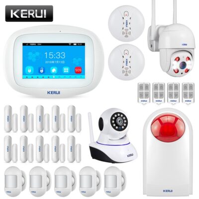 KERUI K52 4.3-inch color screen wireless GSM Home alarm system App control outdoor wireless camera gas sensor RFID keyboard