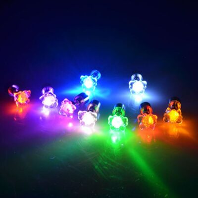 Pair Charm LEDs Light up Butterfly Glowing Crystal Stainless Studs Earrings Ear Earring Wedding Party Disco Chirstmas Glow Props