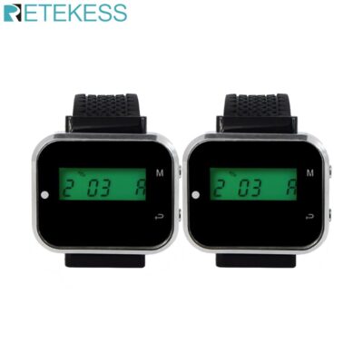 Retekess 2pcs Watch Pager Receiver Black 433.92MHz Call Pager Waiter For Wireless Restaurant Ordering System Customer Service