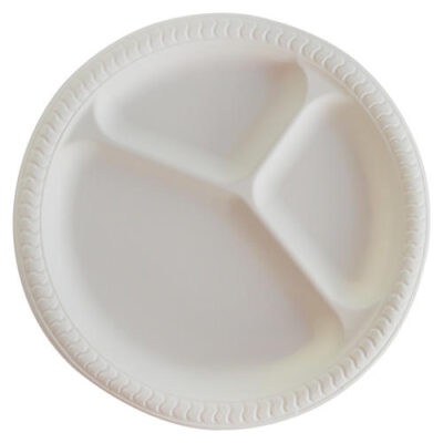 Wholesale Disposable Biodegradable Bagasse Trays Three grids dish Eco Friendly Paper Food plate Fruit food trays 10 inches