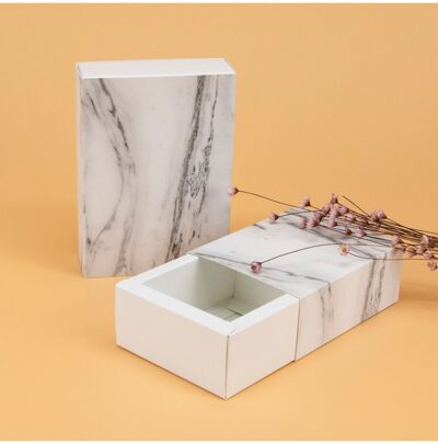 10pcs / Universal marble gift box, drawer type jewelry packaging, gift box, storage paper box