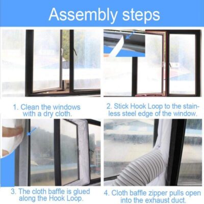 Universal 4M Zip Adhesive Fasten Portable Air Conditioner &Tumble Dryer Window Seal Cloth Easy To Install