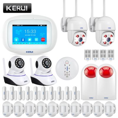 KERUI K52 4.3-inch color screen wireless GSM Home alarm system App control outdoor wireless camera gas sensor RFID keyboard