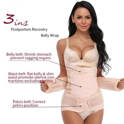 3 in 1 Postpartum Support Recovery Girdle Corset Belly Waist Pelvis Belt Shapewear Belly Wrap Body Shaper Postnatal Shapewear