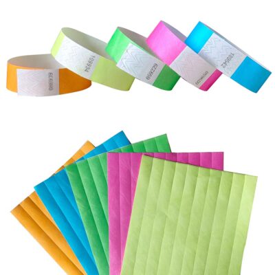 Neon Colors 3/4 inch Tyvek Wristbands with Numbers, Colorful ID Wristbands for Parties Events 500 pieces