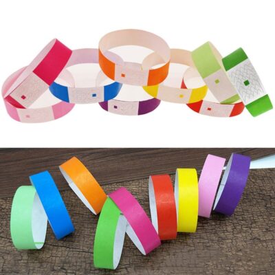 100 Pcs Count Tyvek Wristbands 3/4 Inch Disposable Waterproof Paper Wristbands for Party Playground Events Table Number