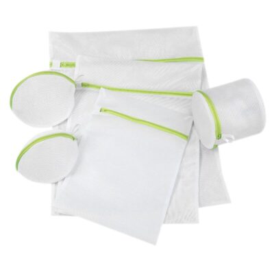Green 6PCS/sets Washing Laundry Bag Zippered Fine Mesh Underwear Bra Hosiery Clothing Thickening 3 Size Laundry Wash Bag