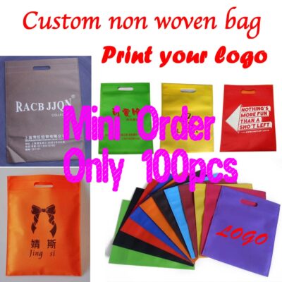 Custom print logo shopping handle gift non woven bag for packaging