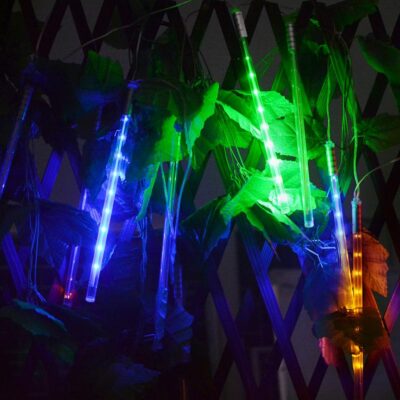 10Tubes LED 30cm Meteor Shower Solar Power Lamp Falling Rain Fairy String Lights Ultra Bright Drop Festival Decoration Light