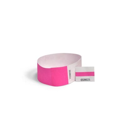 Neon Pink Colors 1" Stub Tyvek Wristbands Detachable for ID Wristbands for Party Events,500 Pieces Free Shipping