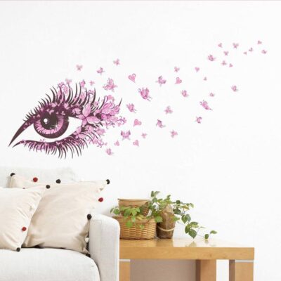 House LC New Beautiful Girls Eye pink butterfly decor living room decor DIY art wall stickers Hot 17Dec12 Drop Ship