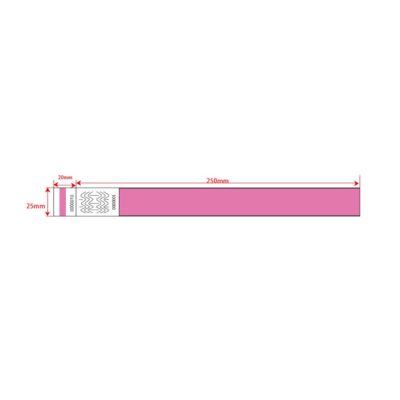 Neon Pink Colors 1" Stub Tyvek Wristbands Detachable for ID Wristbands for Party Events,500 Pieces Free Shipping