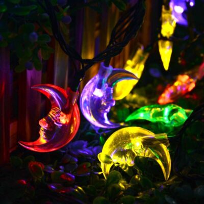 5m 20 LED Moon Solar String Lights Outdoor Fairy Light String for Christmas Home Wedding Party Bedroom Birthday Decoration