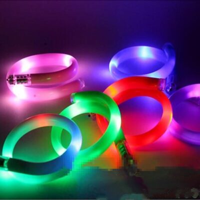 Soft Plastic LED Glowing Wristband Flashing Bracelet Bangle Toys Gift Bar Rave Glow Party wedding birthday