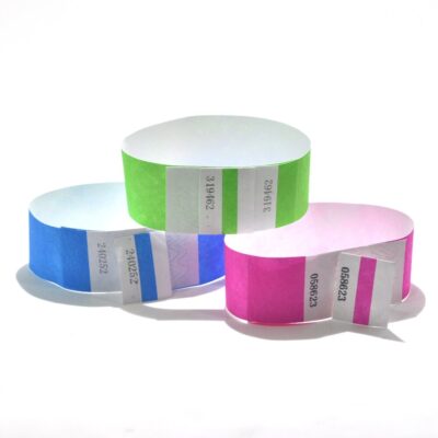 Custom 1" Tyvek Wristbands Stub Detachable for ID Paper Wristbands for Party Events,Black Imprint Only 500 Pieces Free Shipping