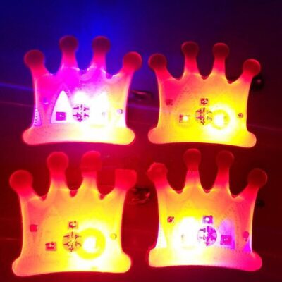 Children Kids Crown LED Flashing Blinking Brooch Pin Glowing Badge Gift Toys Glow Party wedding birthday