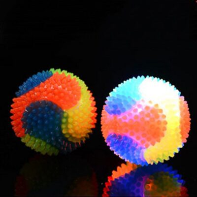 Rainbow Light Spiky LED Bounce Ball / Dog Cat Flashing Sensory Fun Toy Glow Party Gift 7.5cm wedding birthday