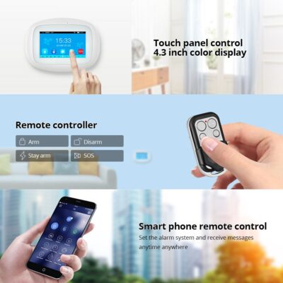 Smart Home WIFI GSM Alarm System Security Alarm 4.3 inch TFT Color Screen SMS PIR Motion Sensor Door Sensor Smoke Alarm