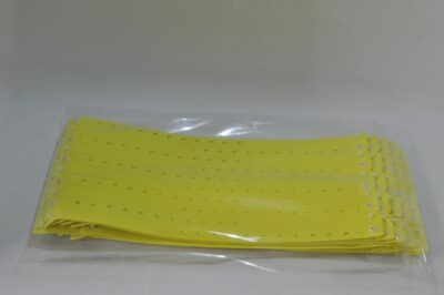 Yellow Plastic Wristbands - 100 Count More Sturdy Wristbands For Parties Events Identity Tag 16mm x 250mm