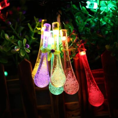 20 LED String Solar Light Water droplets Lamp Outdoor Garden Party LED Raindrop Teardrop Solar Powered String Fairy Lights