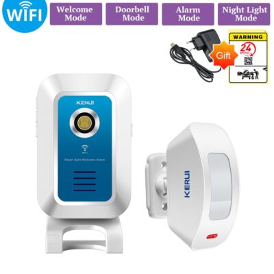 KERUI WIFI Alarm System Wireless Doorbell APP Control 32 tones Welcome/Doorbell/Alarm/Night Light Host And People flow Statistic