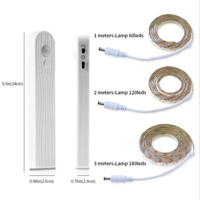 Indoor 1M/2M/3M Wireless Motion Sensor LED Strip Night light Battery Powered Under Bed lamp For Closet Wardrobe Cabinet Stairs