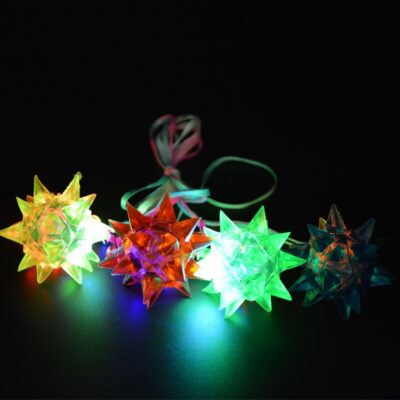 Spiky Jelly Star Light LED Flashing Necklace Pendants Glow Rave Glow Party Gift wedding birthday Halloween Christmas Xmas