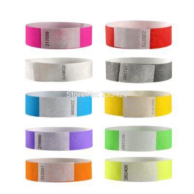 200 Pieces Solid NEW Color 3/4 inch Tyvek Wristbands with Series Numbers, ID Wristbands for Party Events