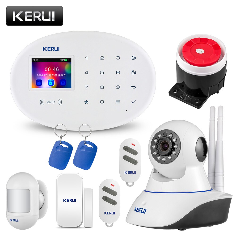 KERUI W20 Wireless Home Alarm Security IP Camera WIFI + GSM Security Alarm System Sensor Alarm Infrared Detector
