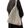 ABDB-Fashion Popular Woven Bag Mesh Rope Weaving Tie Buckle Reticulate Hollow Bag No Lined Net Shoulder Bag