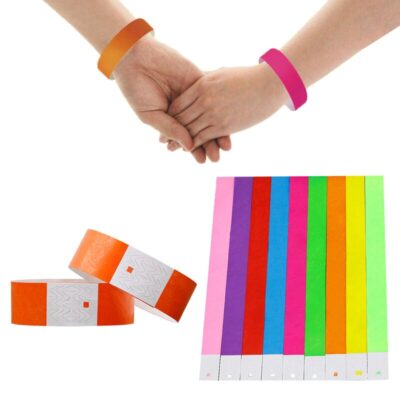 100 Pcs Count Tyvek Wristbands 3/4 Inch Disposable Waterproof Paper Wristbands for Party Playground Events Table Number