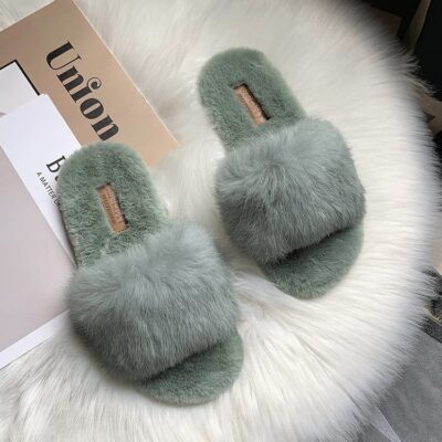 2020 winter new rabbit hair slippers